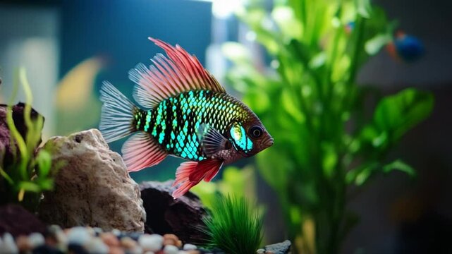 Vibrant Apistogramma Agassizii in a Lush Aquarium