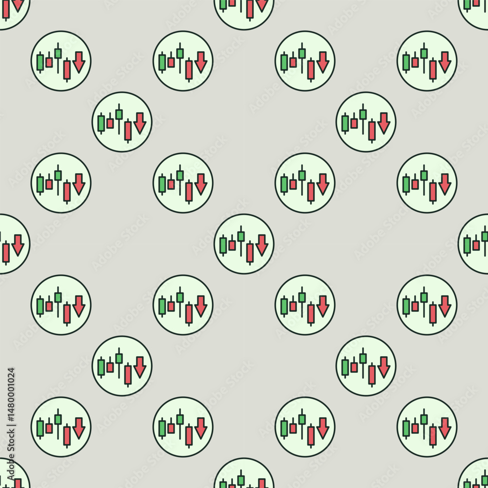 Poster short position crypto trading vector colored round seamless pattern
