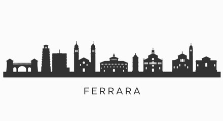 Obraz premium Ferrara skyline Landmark silhouette with Italy.