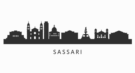 Obraz premium Sassari Italy Skyline Silhouette with Cityscape.