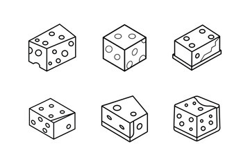 cheese block line art vector illustration