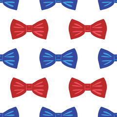 Beautiful cute coquette aesthetic pattern seamless blue and red ribbon bow isolated background.Lovely nordic folk background for celebration,festival,birthday,textiles, baby shower,element decorate