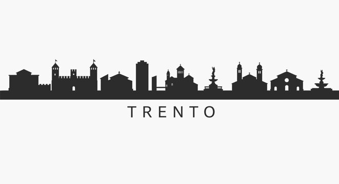 Trento Skyline Vector with Italy Cityscape, and Silhouette.