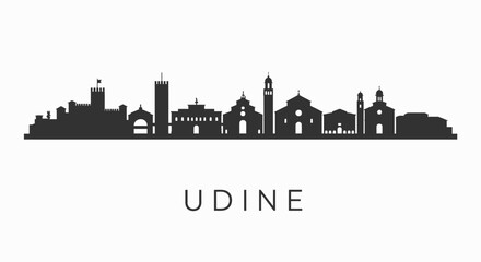 Fototapeta premium Udine with Italy Skyline Silhouette.