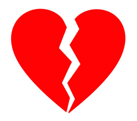 Broken Heart Symbol Red Minimalistic Emotion Sadness Isolation