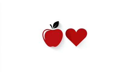 Healthy Eating Apple and Heart Icon Graphic