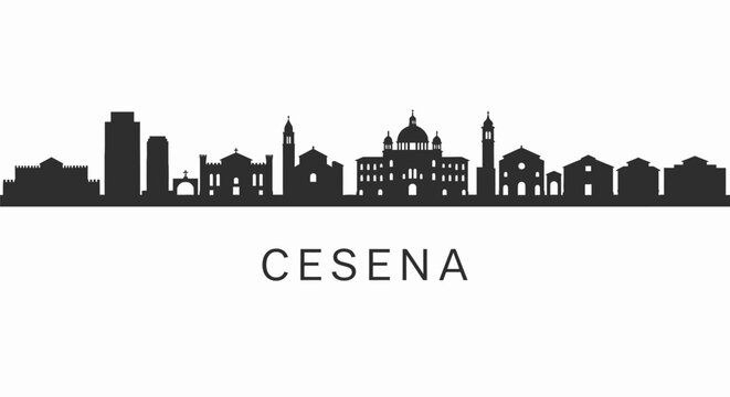Cesena Skyline Italy Cityscape Silhouette.