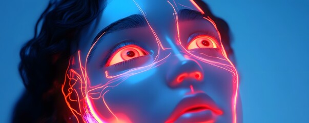 Close-up of a vibrant digital face portrait.