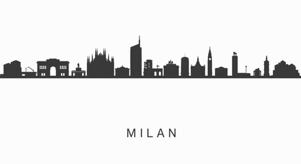 Fototapeta premium Milan Skyline Silhouette with Italy Cityscape.