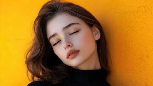 A beautiful young woman poses for a photo shoot