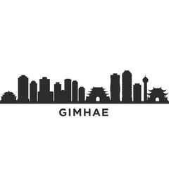 Naklejka premium Gimhae skyline silhouette with South Korea.
