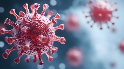 Close-up view of a microscopic virus cell.