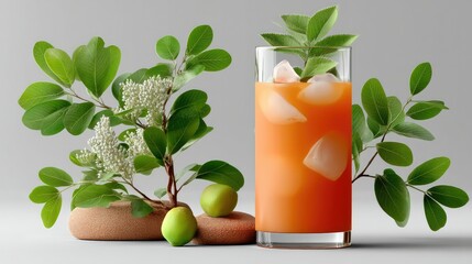 Summer Sip Refreshment: a refreshing cocktail drink is showcased in a vibrant and cool setup, this image is perfectly suited for conveying freshness and the essence of nature.
