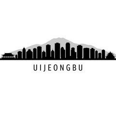 Uijeongbu with South Korea Skyline, Silhouette, and Cityscape.