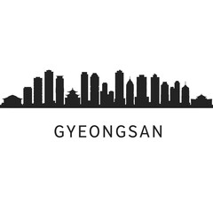 Naklejka premium Gyeongsan Korea Skyline Silhouette.