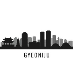 Fototapeta premium Gyeongju Skyline South Korea Black Silhouette.