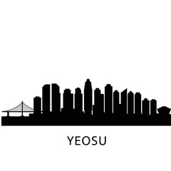 Fototapeta premium Yeosu Skyline Cityscape Silhouette.