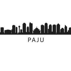 Naklejka premium Paju Skyline Silhouette Black and white vector.