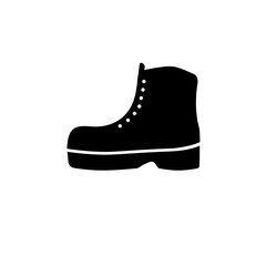 Military or Lumberjack Shoes, Hiking Boot Solid Flat Vector Icon Isolated on White Background.