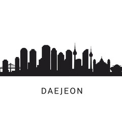 Obraz premium Daejeon Skyline Silhouette with Korea Cityscape.