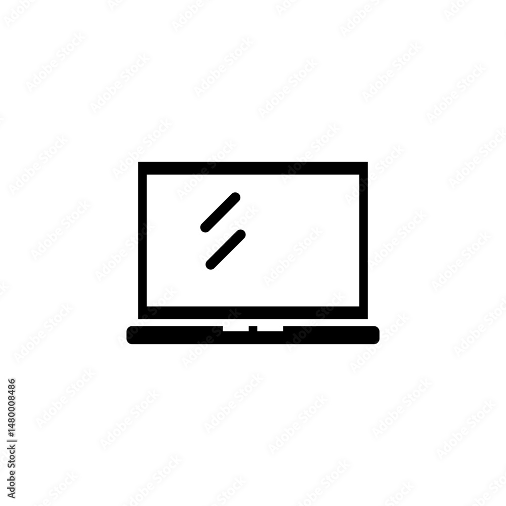 Aufkleber laptop computer, notebook or netbook solid flat vector icon isolated on white background.
