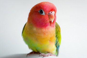 "Lovebird on White Background with Soft Lighting"