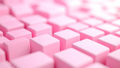 Fototapeta premium A close-up view of an arrangement of soft pink cubes, creating a visually appealing pattern with a smooth, modern aesthetic