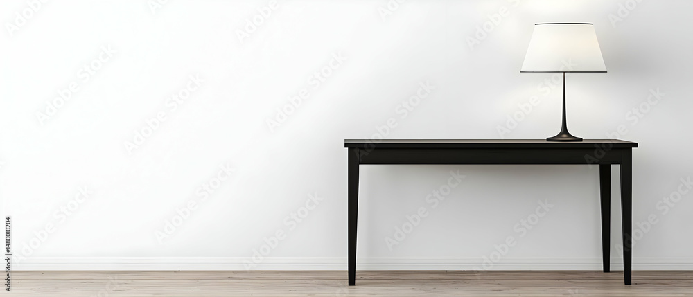 Poster Empty Room With Dark Table And Lamp