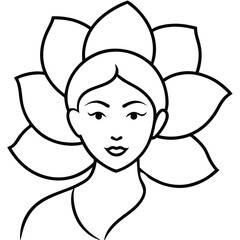 A Beautiful And Serene Line Drawing Of A Woman With Graceful Stance