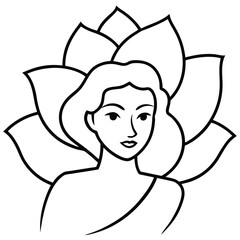 A Beautiful And Serene Line Drawing Of A Woman With Peaceful Vibe