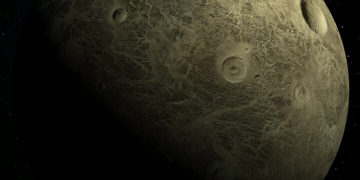 Zoom Out Fictional 3D Render of Ceres Like Planet in Deep Space.