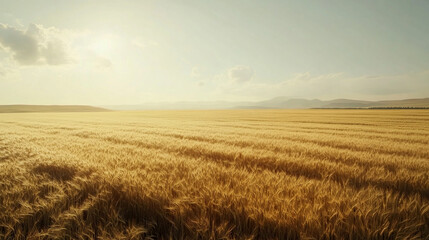 A slow breeze moving golden wheat in a wide natural field,