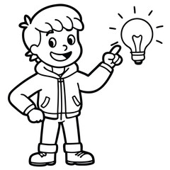 A Cute Cartoon Style Boy With A Big Smile Standing On One Leg