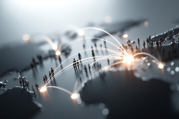 Global networking connections symbolize international business collaboration