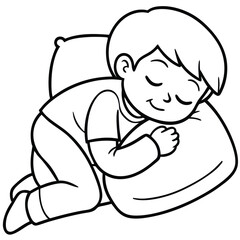A Cute Cartoon Style Child Peacefully Sleeping In Room