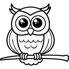A Cute Cartoon Style Owl With Large Expressive Feathers
