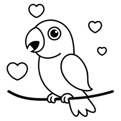 A Cute Cartoon Style Parrot With Large Expressive Tail