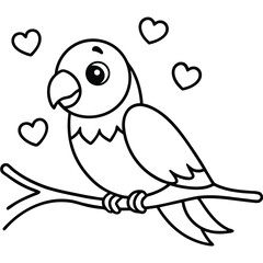 A Cute Cartoon Style Parrot With Large Expressive Feathers