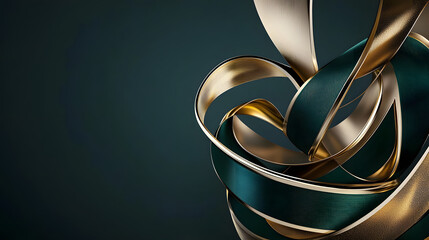 A gold and green ribbon with a gold and green background