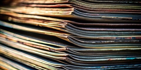 A Close-Up View of a Stack of Old Paperbacks, Showing the Details of Worn Edges and the Layers of Time
