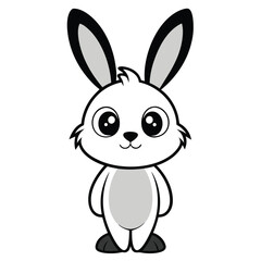 A Cute Cartoon Style Rabbit Standing On Its Hind Legs With Tail