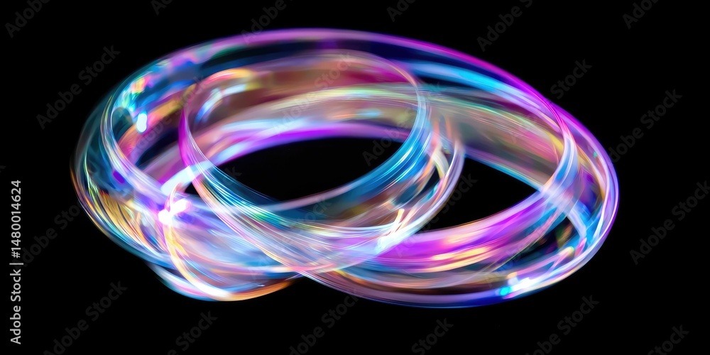 Wall mural holographic pastel loops float in a barely-there dimension.