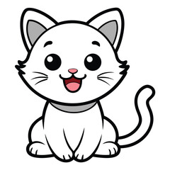 A Playful Cartoon Style Kitten Sitting With A Joyful Smile