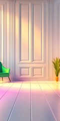Cozy room with chair, wall and plant for a relaxing atmosphere