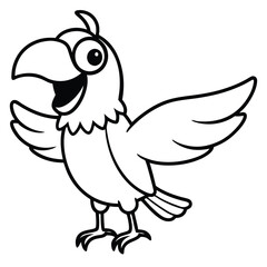 A Playful Cartoon Style Parrot With Large Expressive Feathers