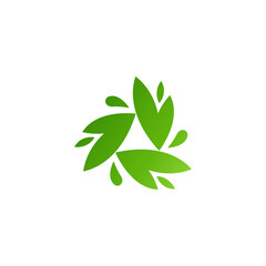 leaf triangle rotation simple logo template minimalist modern fresh colors dynamic green