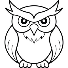 Angry Owl Outline With Large Eyes