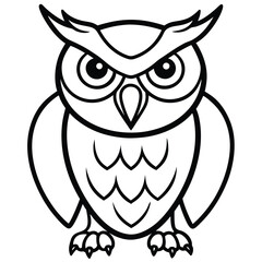 Angry Owl Outline With Detailed Features