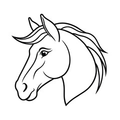 Horse head line art vector illustration 
