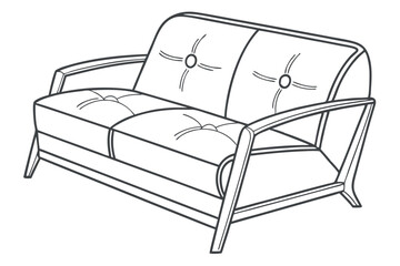 Modern Sofa Line Drawing Vector Design